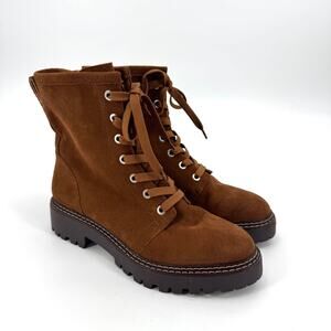Nordstorm Moonie Combat Boots Lace Up Suede Leather Brown Water Resistant US 8